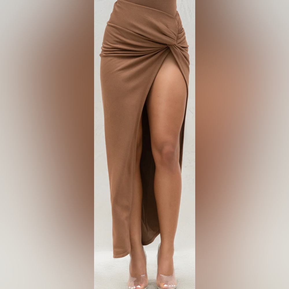 JLUXLABEL Brown Maxi Skirt